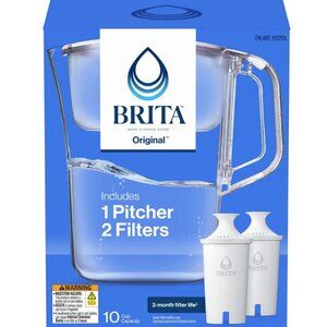 Brita Champlain Water Filter Pitcher, 10 Cup with 2 Filters